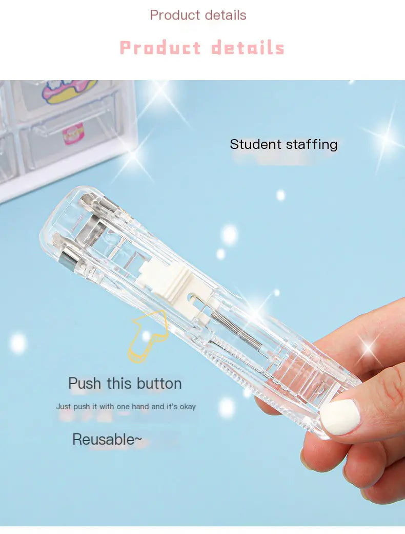 Transparent Plastic Stapler and Office Supplies Set
