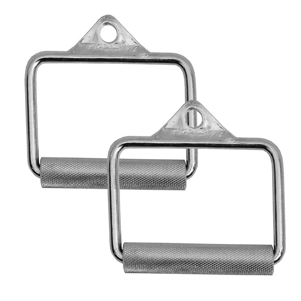 FITNESS MANIAC Heavy Duty Steel Grip Stirrup Cable Chrome Metal Silver D Handle Home Gym Crossover Cable Attachments Machine Bar Workout Training (Shipping from USA)