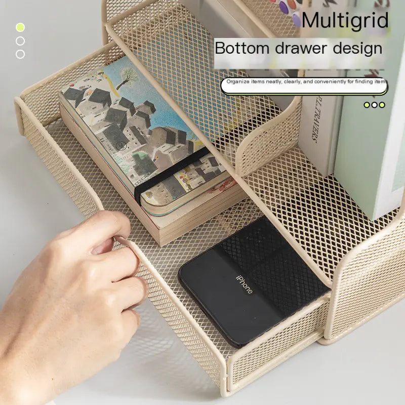 Rose Gold Desktop Organizer for Office Supplies